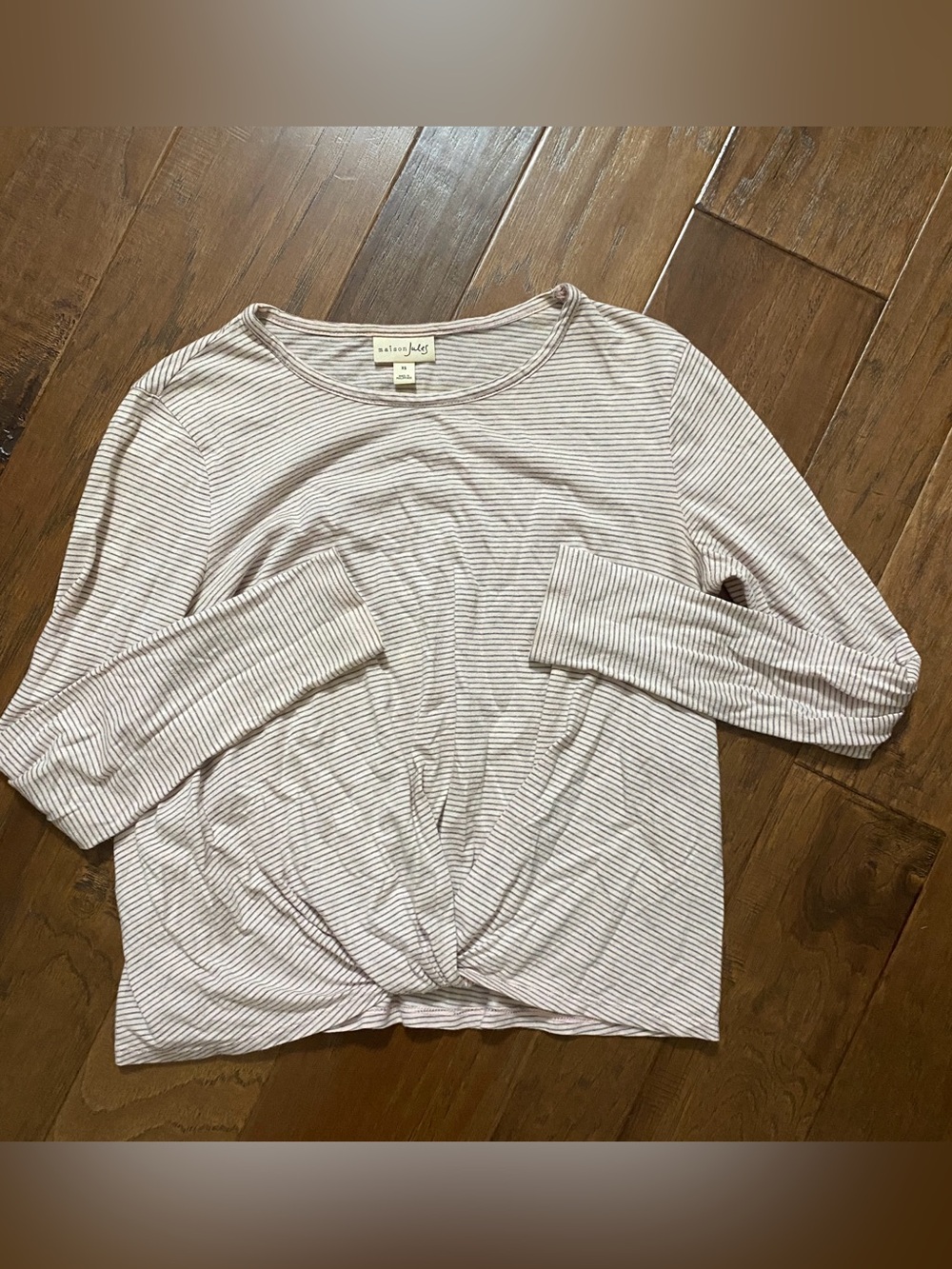 Maison Jules white & pink striped long sleeve top in XS #stripes #longsleeve